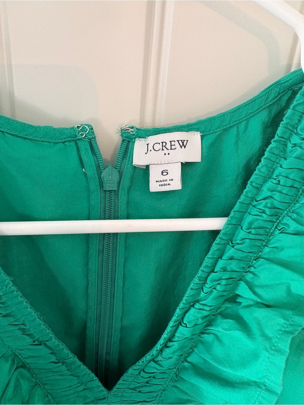 J Crew Ruffle V-Neck Tiered Dress - Green - Picture 3 of 4